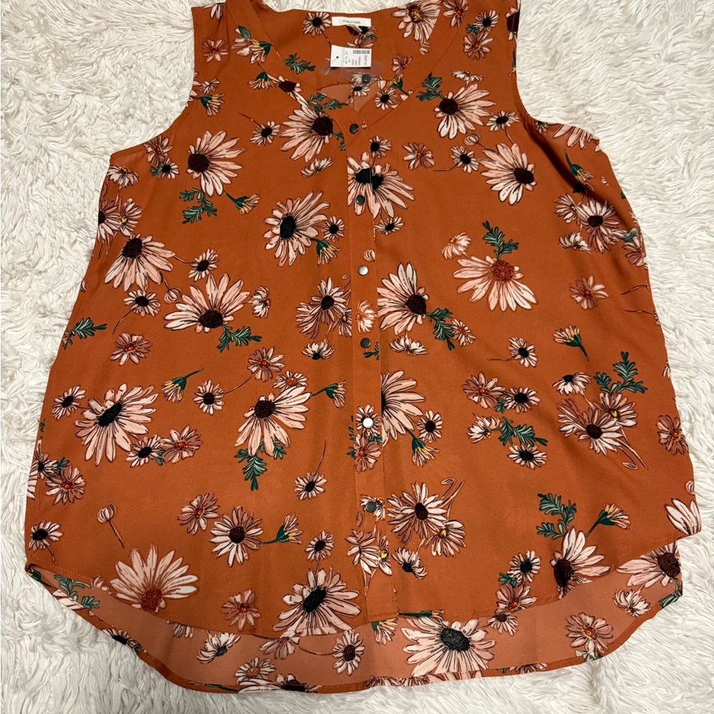 Maurices Floral Button-Up Blouse - Rust